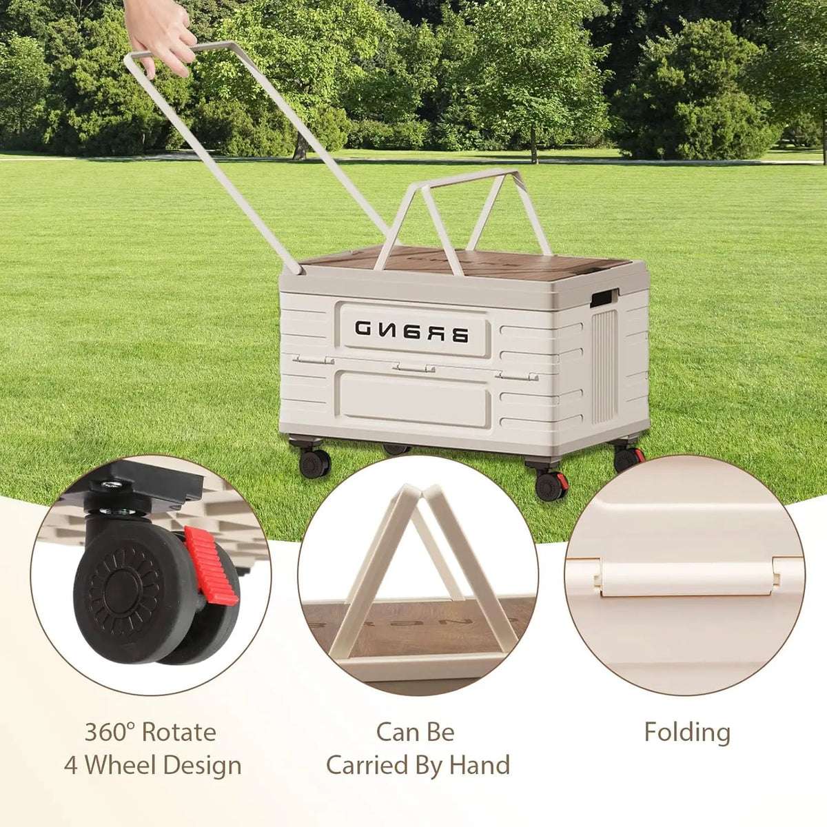 Foldable Rotating Storage Cart With Silent Wheels And Locking Brakes