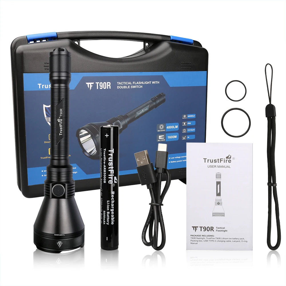 TrustFire T90R Powerful Rechargeable Hunting Flashlight With USB C Charging