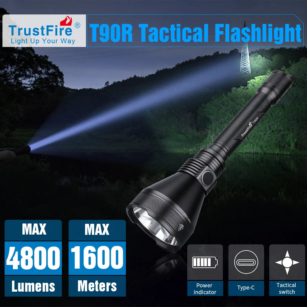 TrustFire T90R Powerful Rechargeable Hunting Flashlight With USB C Charging