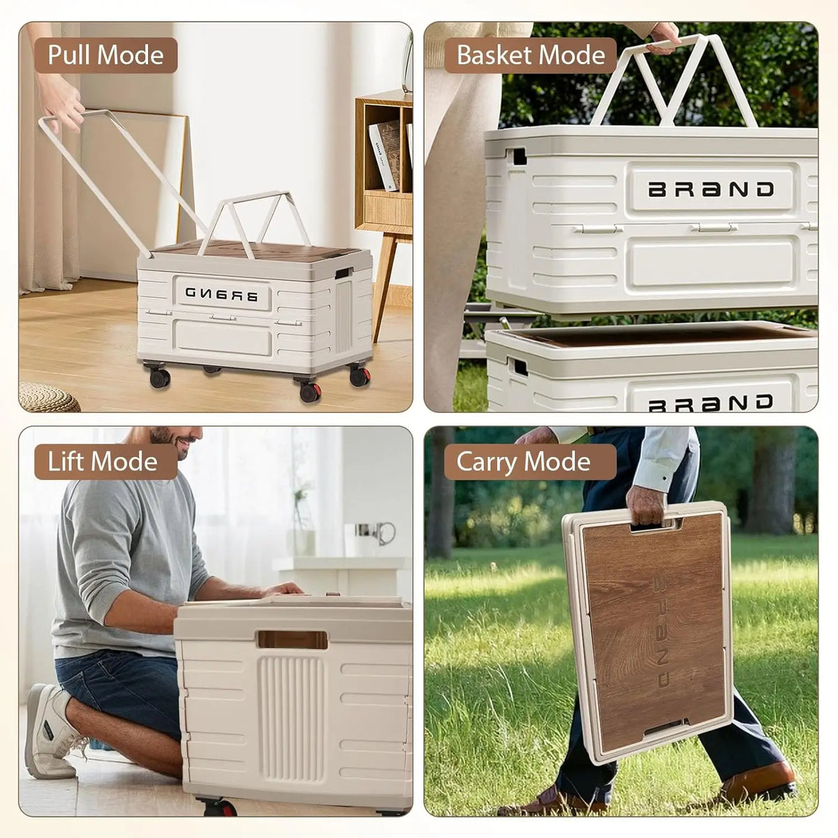 Foldable Rotating Storage Cart With Silent Wheels And Locking Brakes