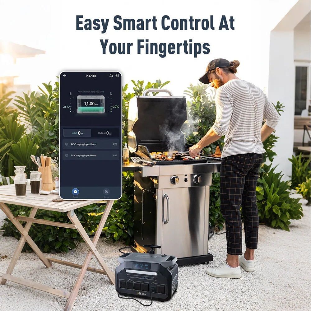 IEE P3200 Portable Power Station With LiFePO4 Solar Backup