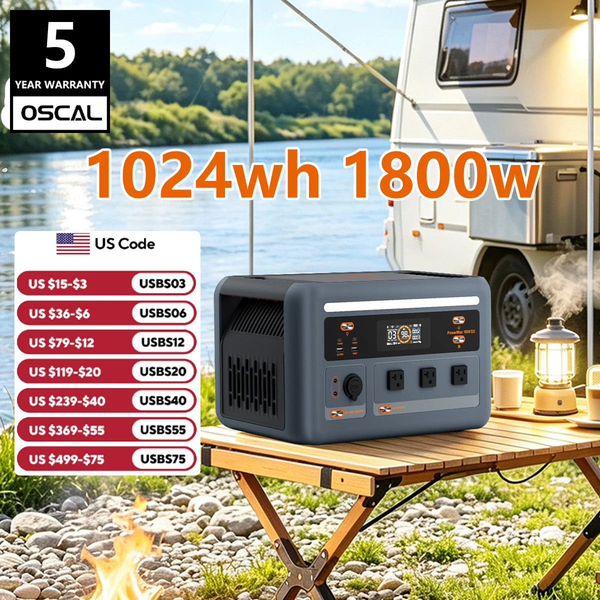 OSCAL Portable Solar Generator With LiFePO4 Power Station