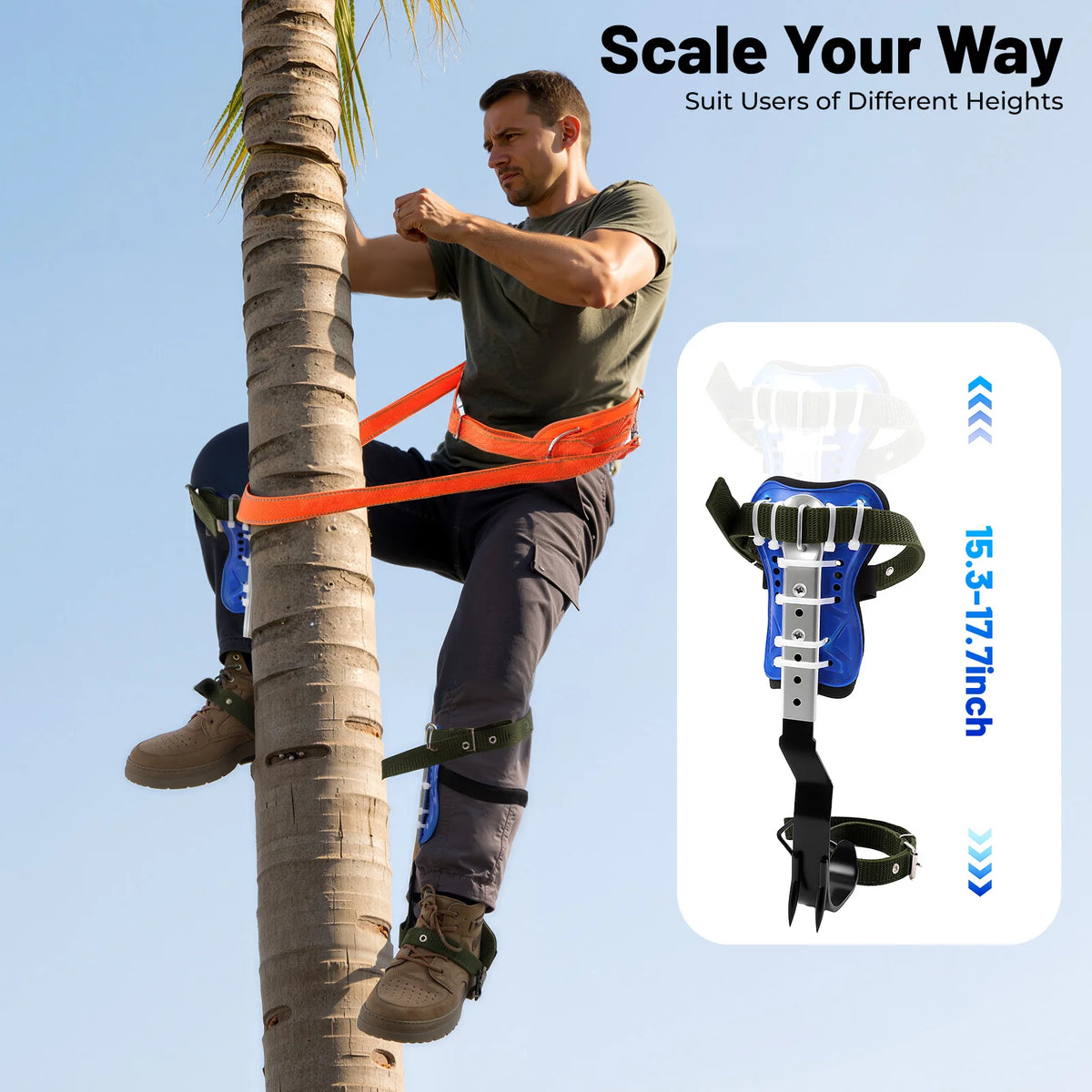 Professional Tree Climbing Spike Set With Adjustable Safety Gear