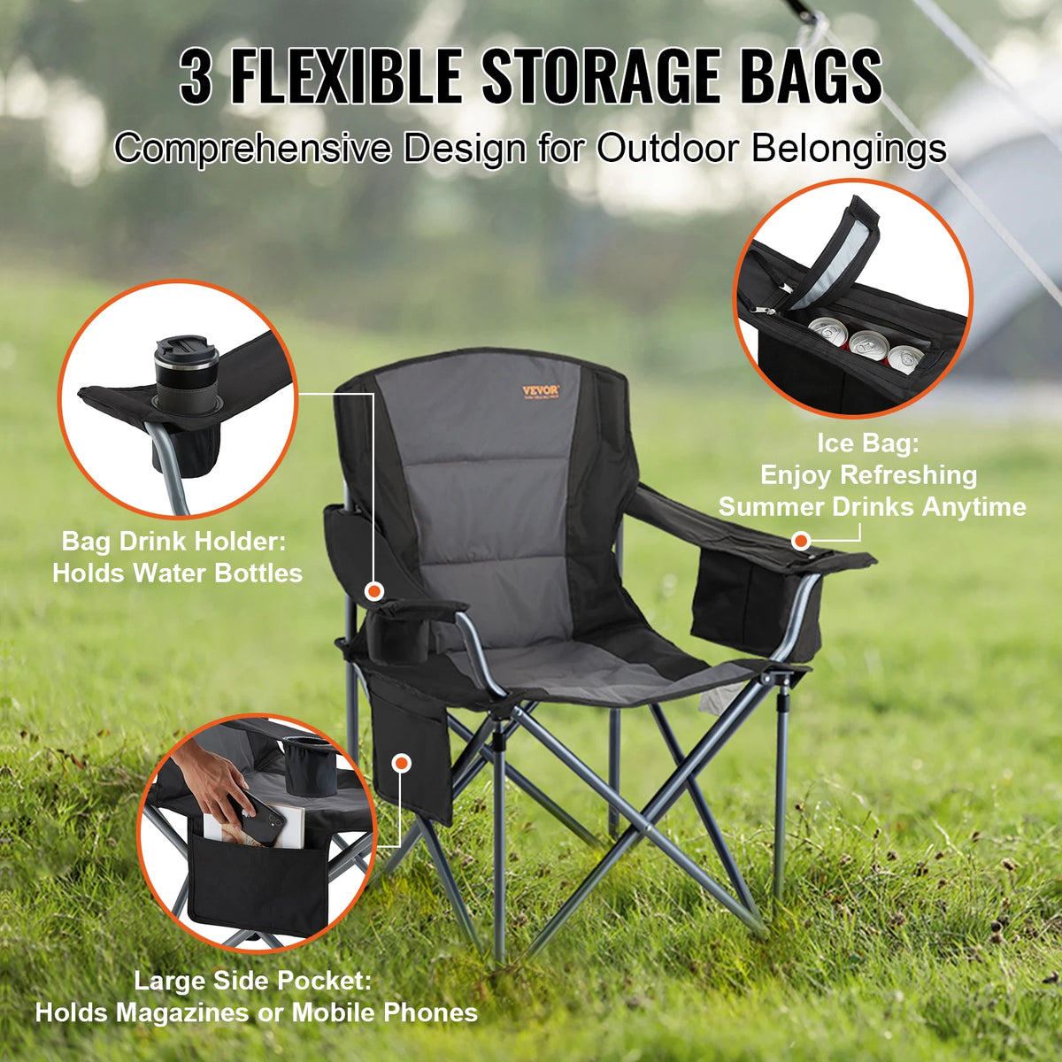 SucceBuy Outdoor Camping Folding Chair for Hiking Beach and Fishing Gear