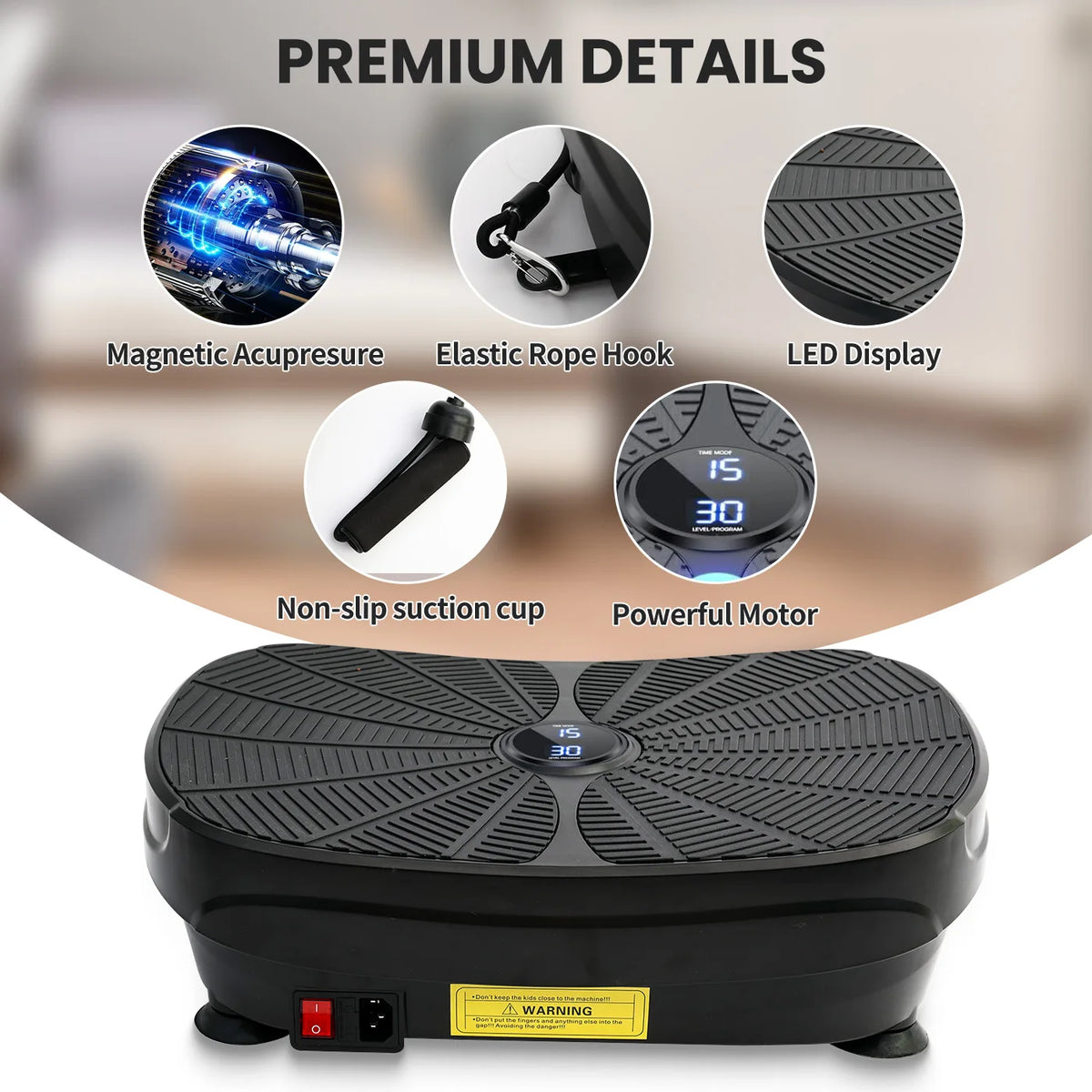 Portable Vibration Plate Exercise Machine With Resistance Bands