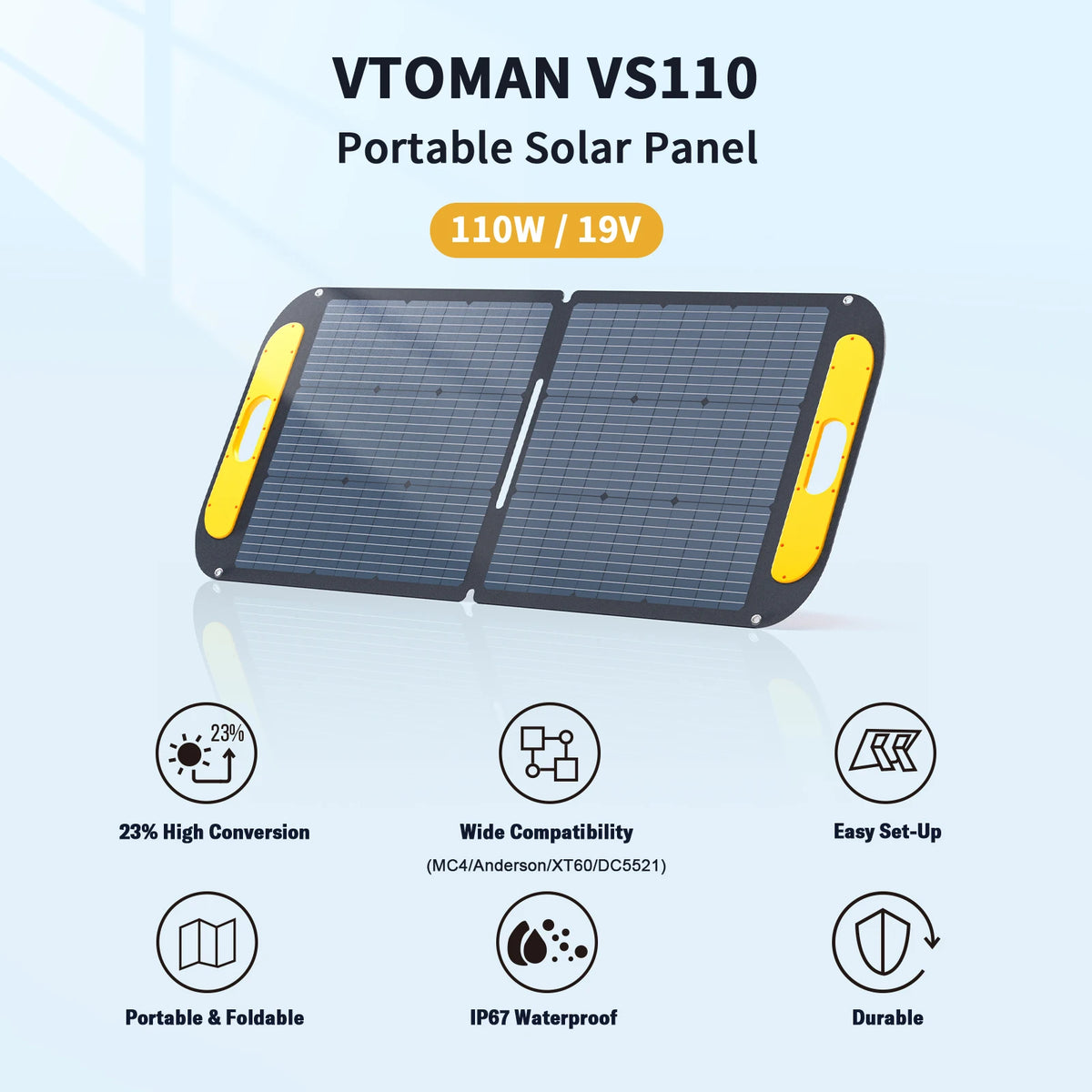 VTOMAN Portable Folding Solar Panel Charger With Adjustable Kickstands