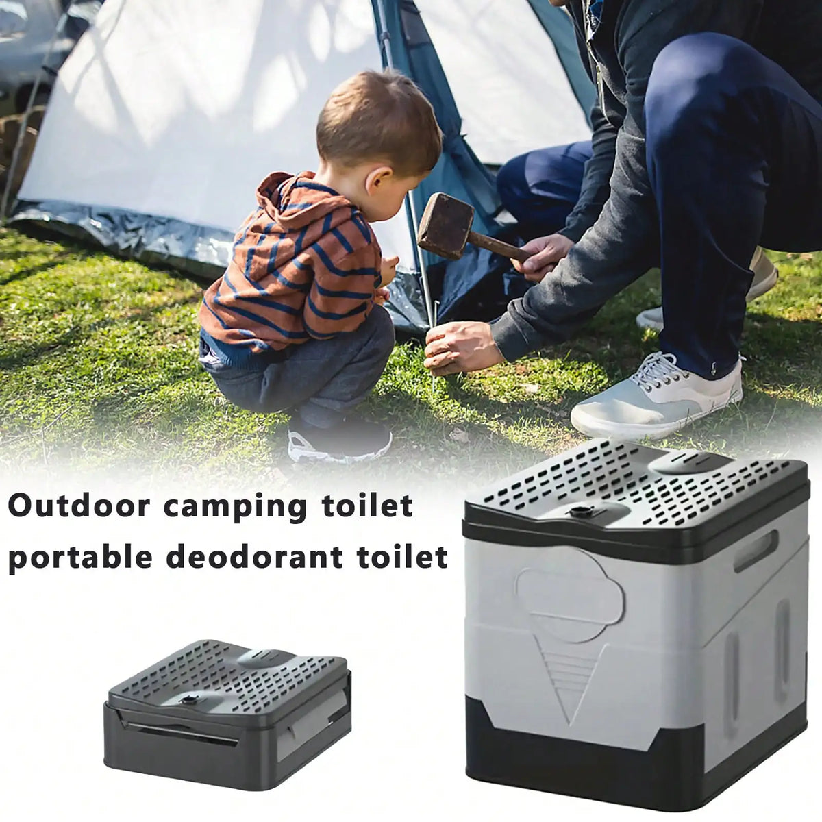 Portable Folding Camping Toilet With Lid And Waste Bags