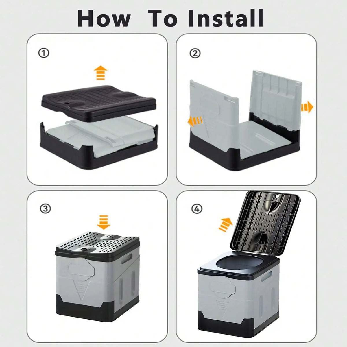 Portable Folding Camping Toilet With Lid And Waste Bags