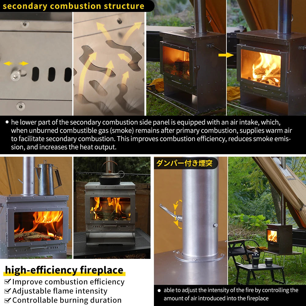 Soomloom Titanium Portable Wood Burning Camping Fireplace Stove