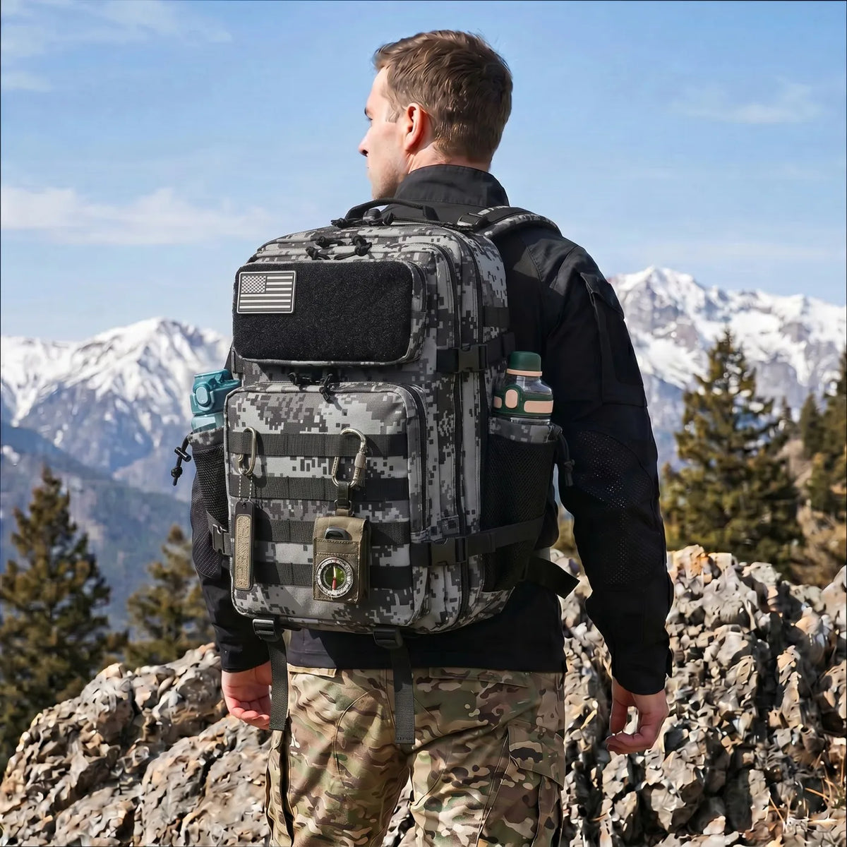 ReFire Gear Tactical Fishing Backpack With Dual Bottle Holders