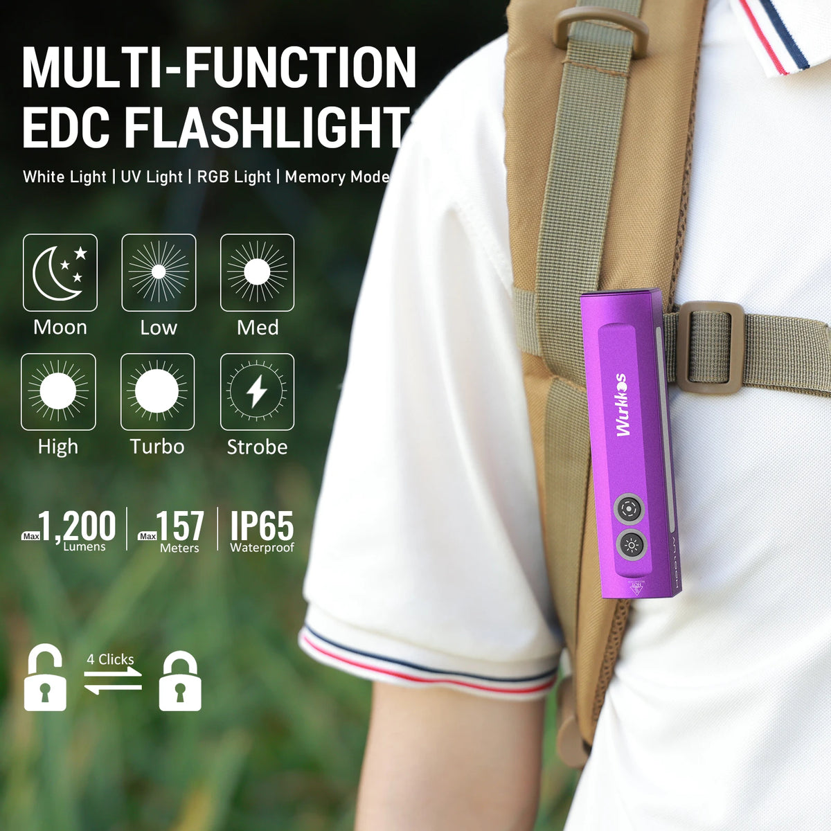 Wurkkos HD01 Multifunctional UV EDC Rechargeable Flashlight