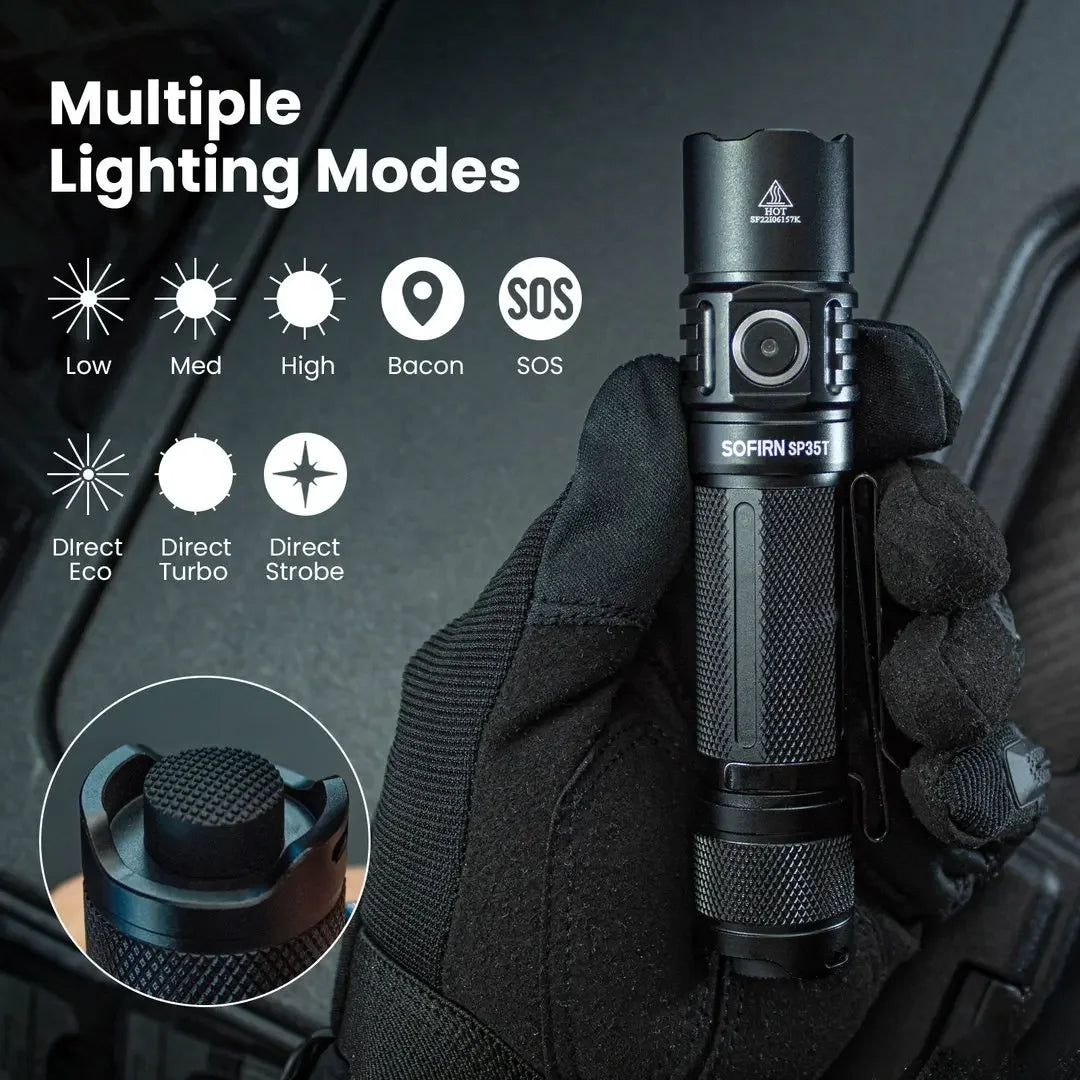 Sofirn SP35T Tactical USB C Rechargeable LED Flashlight