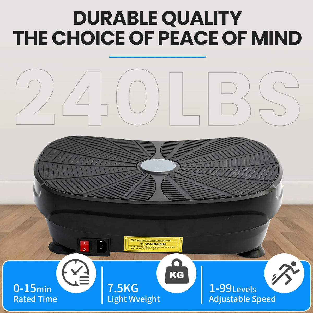 Portable Vibration Plate Exercise Machine With Resistance Bands