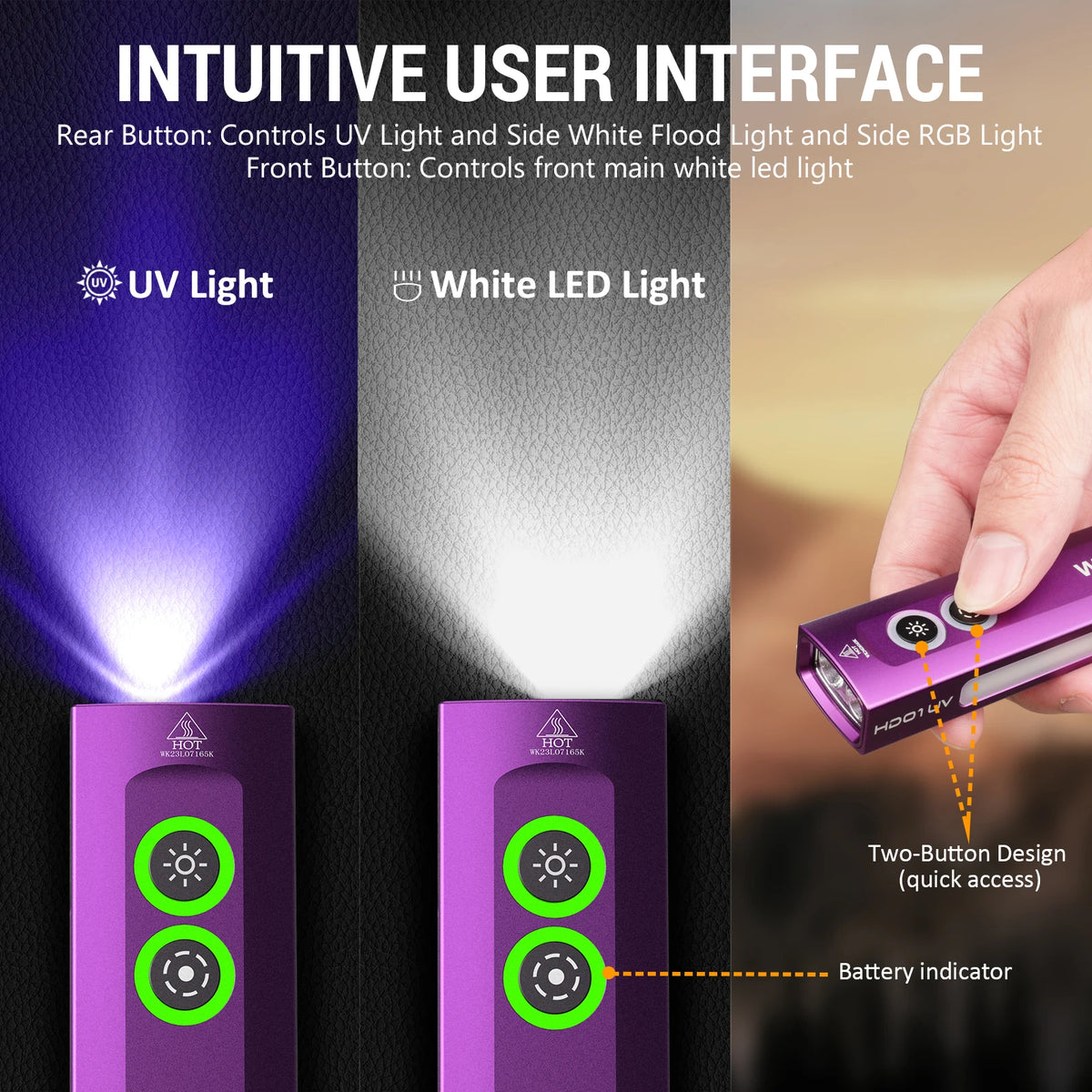 Wurkkos HD01 Multifunctional UV EDC Rechargeable Flashlight