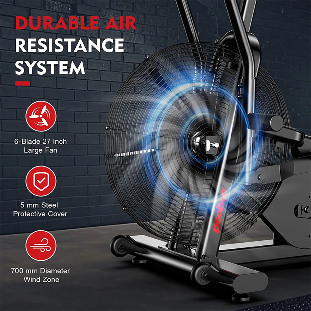 Pooboo Air Resistance Fan Bike For Full Body Cardio Workouts