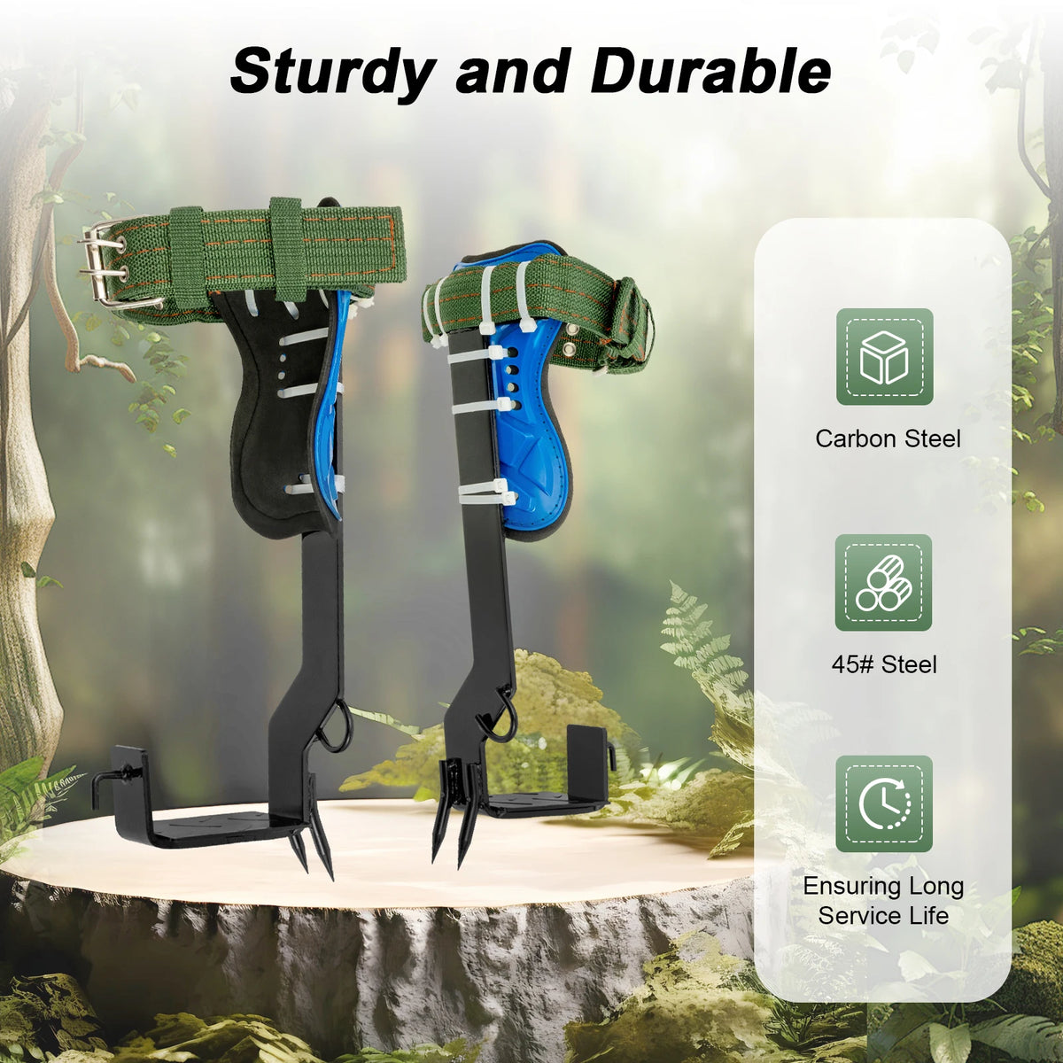 Arborist Tree Climbing Spikes Kit With Safety Harness And Rope
