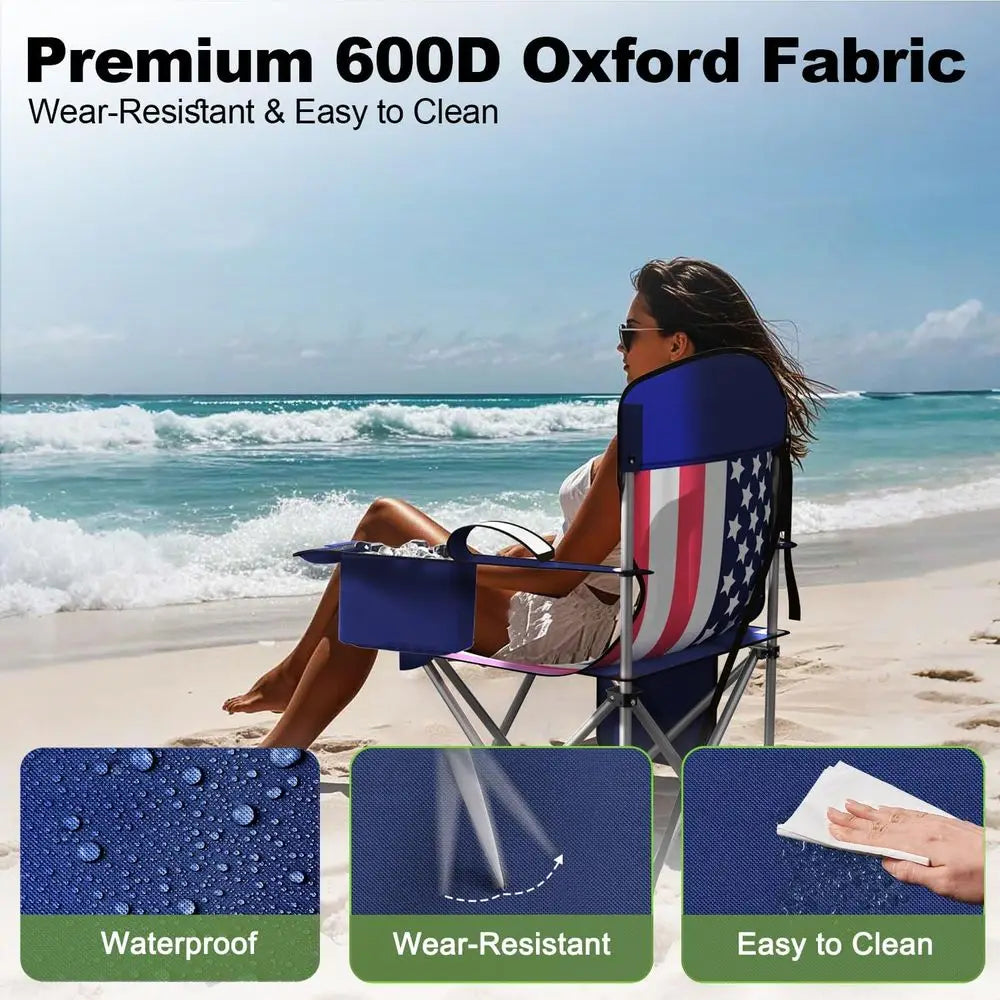 Folding Camping Chairs With Cooler Pouch And Cup Holder