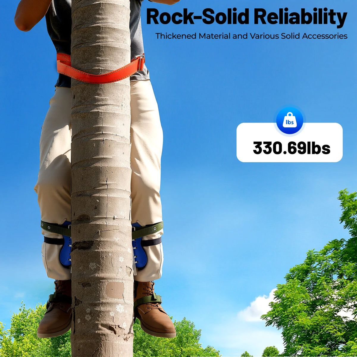 Professional Tree Climbing Spike Set With Adjustable Safety Gear