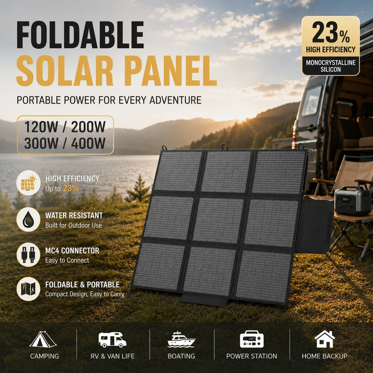 Foval Portable Foldable Solar Panel Charger for Off Grid Use