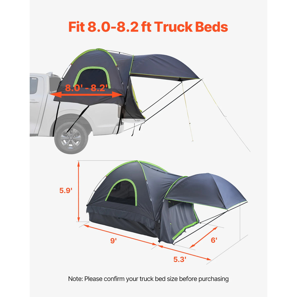 SucceBuy Waterproof Truck Bed Tent With Expandable Camping Awning