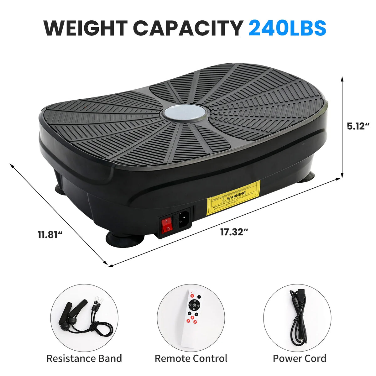 Portable Vibration Plate Exercise Machine With Resistance Bands