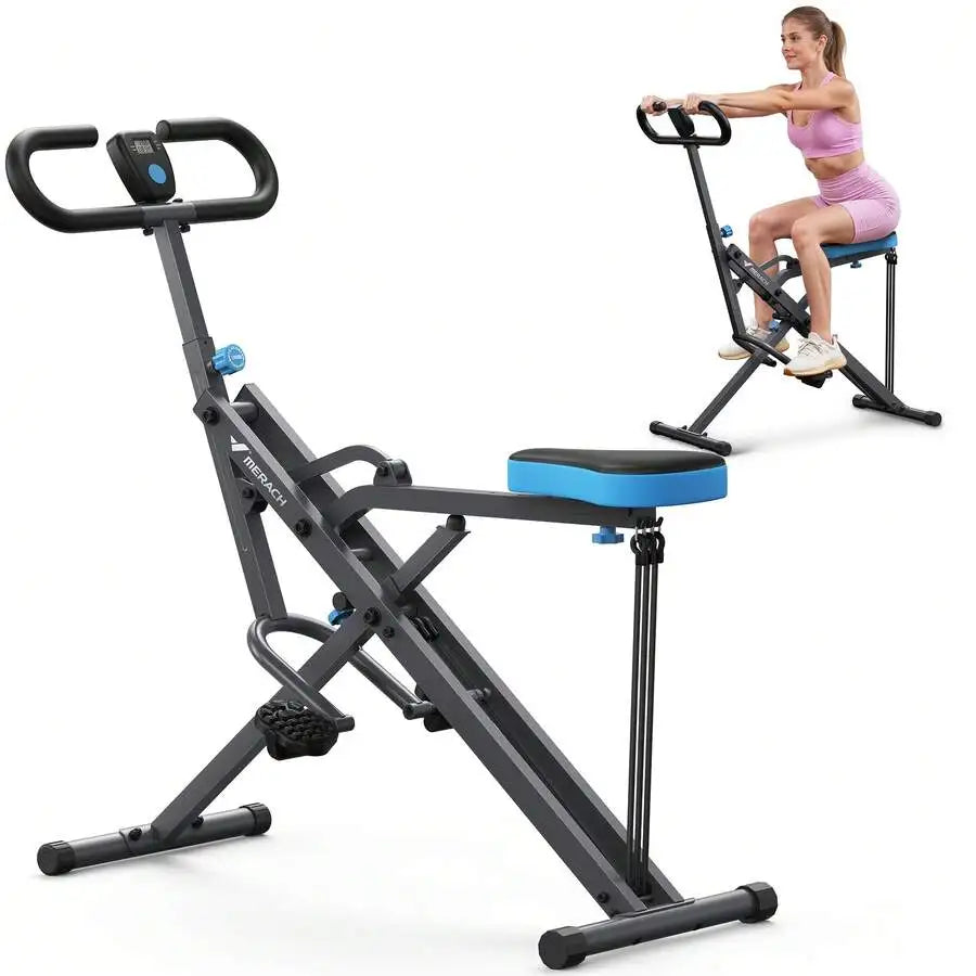Foldable 2 In 1 Squat Rowing Machine For Home Workouts
