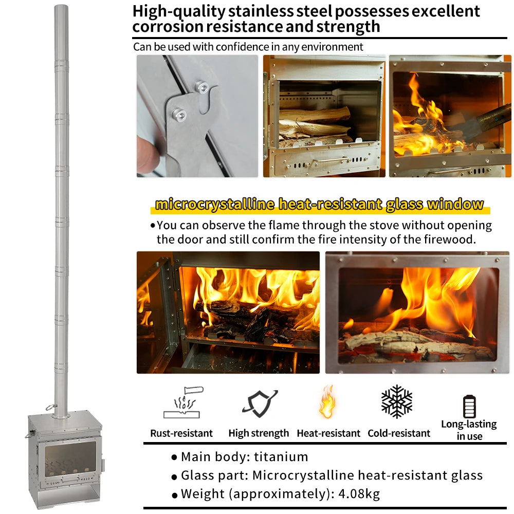 Soomloom Titanium Portable Wood Burning Camping Fireplace Stove