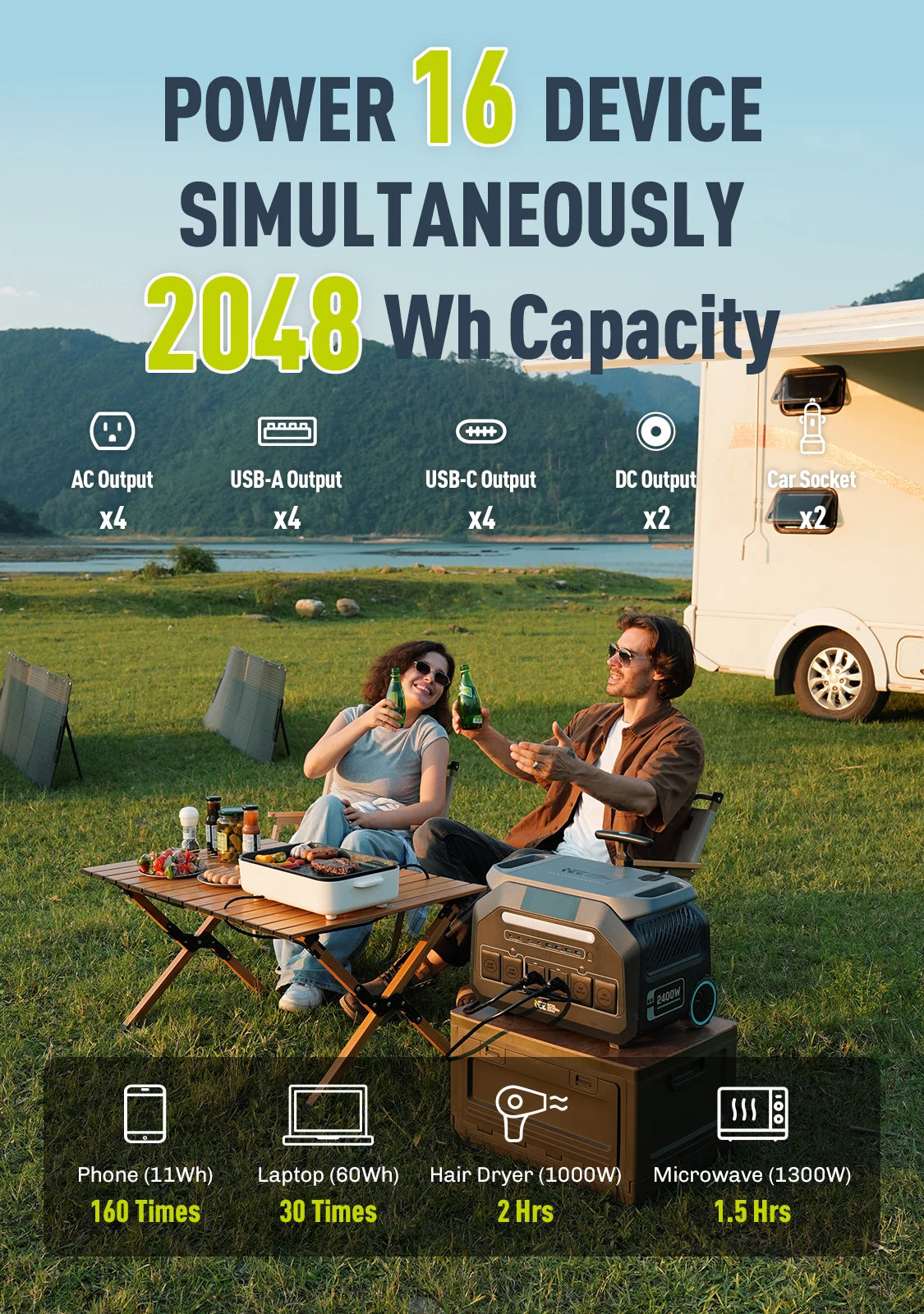 IEE Portable Power Station With LiFePO4 Battery And Solar Charging