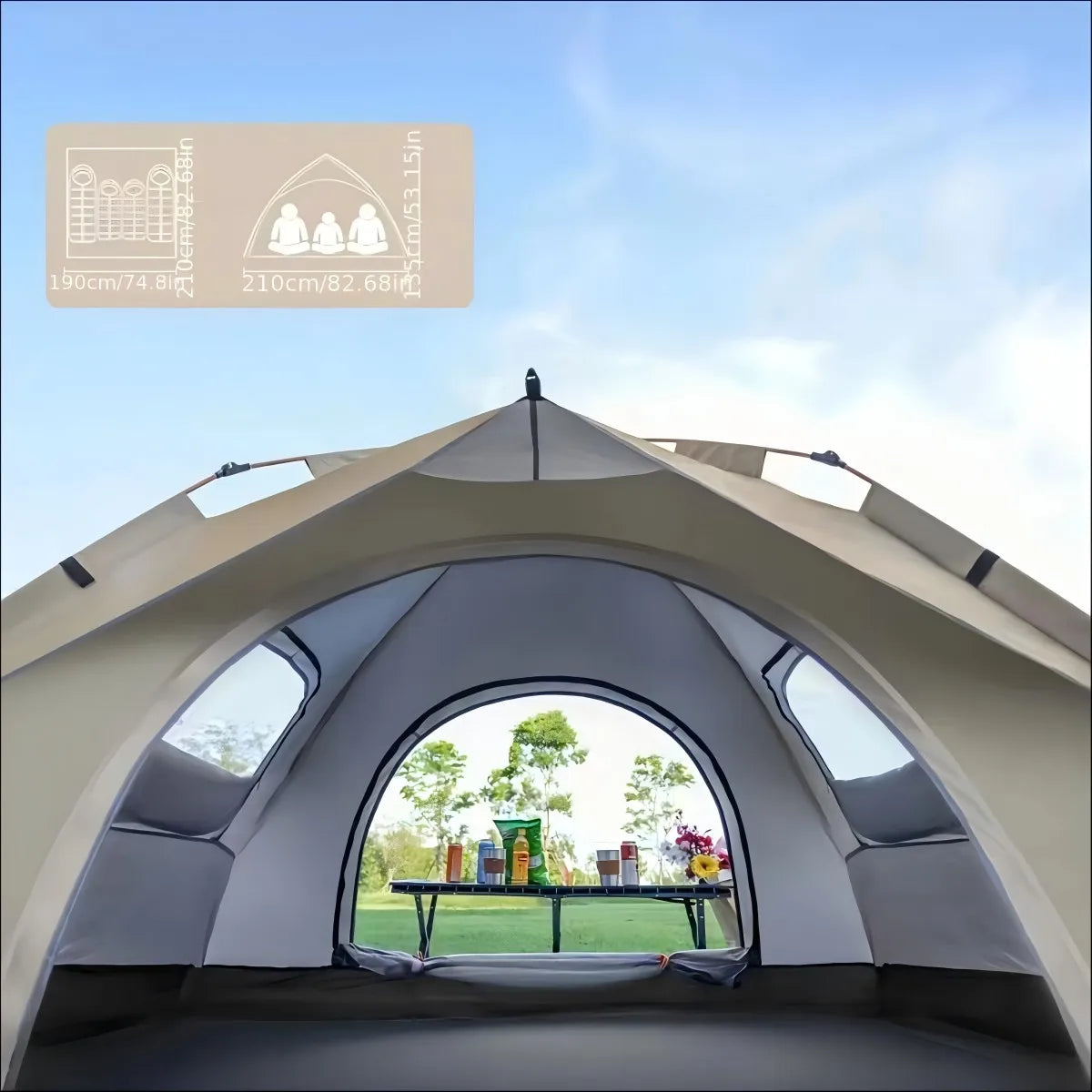 Pakicetus Automatic Camping Tent With Quick Setup And Sunshade