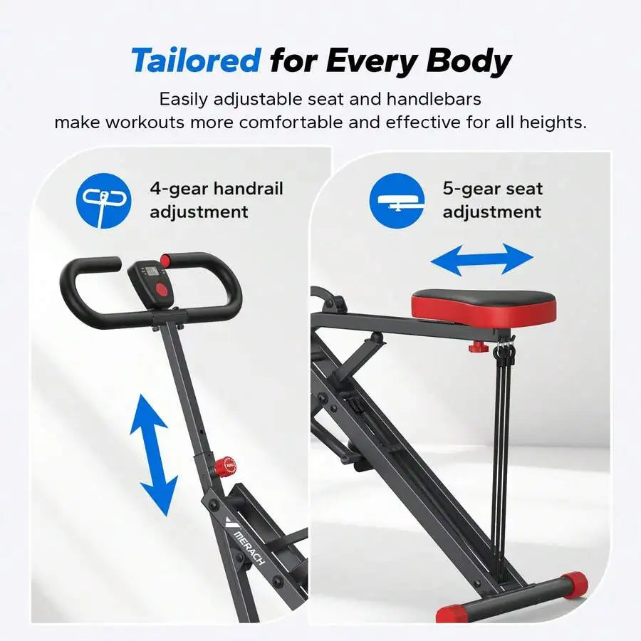 Foldable 2 In 1 Squat Rowing Machine For Home Workouts