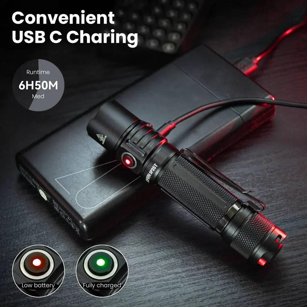 Sofirn SP35T Tactical USB C Rechargeable LED Flashlight