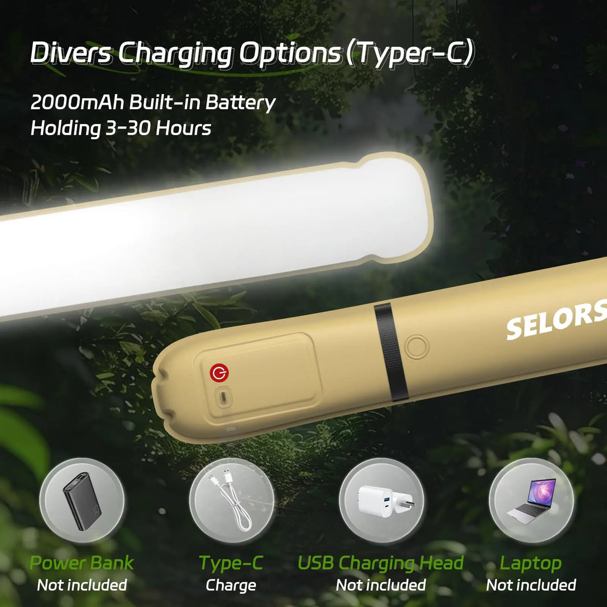 SELORSS Rechargeable Waterproof Portable Camping Lantern With Folding Design