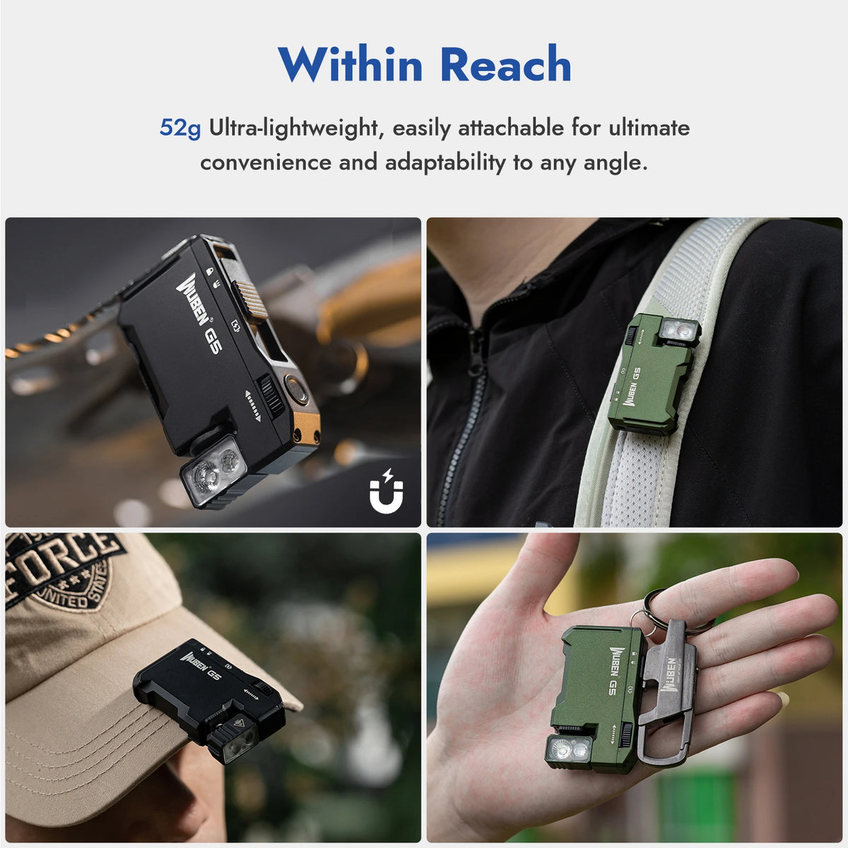 WUBEN Magnetic Rechargeable EDC Flashlight with USB C Keychain#+#+#+#+