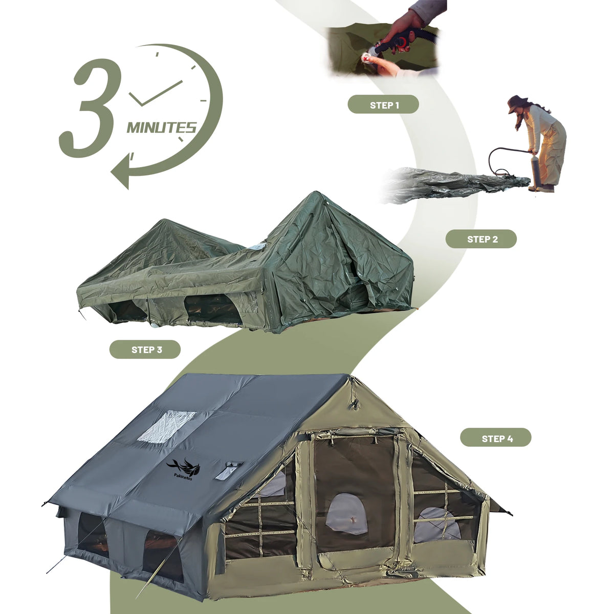 Pakicetus Inflatable Camping Tent With Manual Pump For Family Adventures