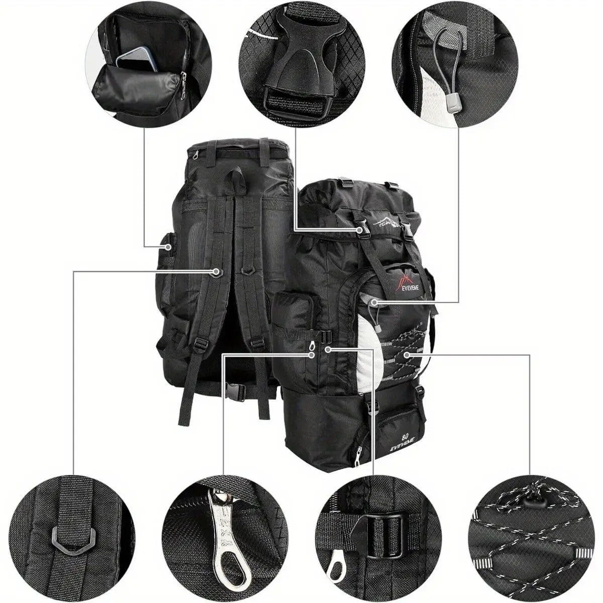 Outdoor Hiking Camping Travel Sports Backpack With Adjustable Straps