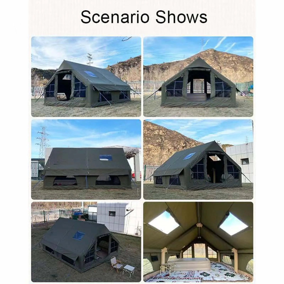 SENLEETO Inflatable Glamping Tent With Stove Jack For Camping
