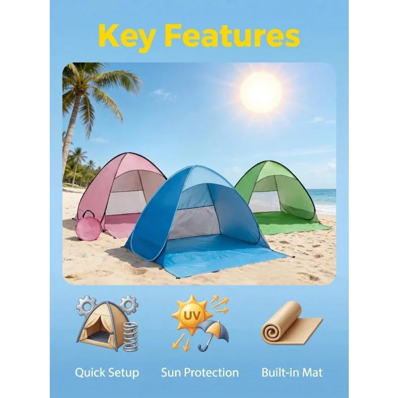 Instant Pop Up Family Beach Tent With Portable Carrying Bag
