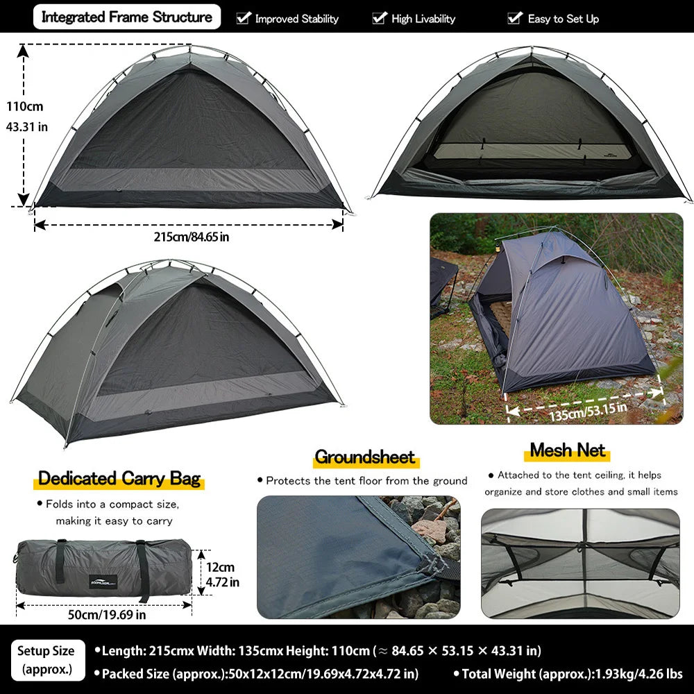 Soomloom Ultralight Two Person Backpacking Tent for Hiking and Camping
