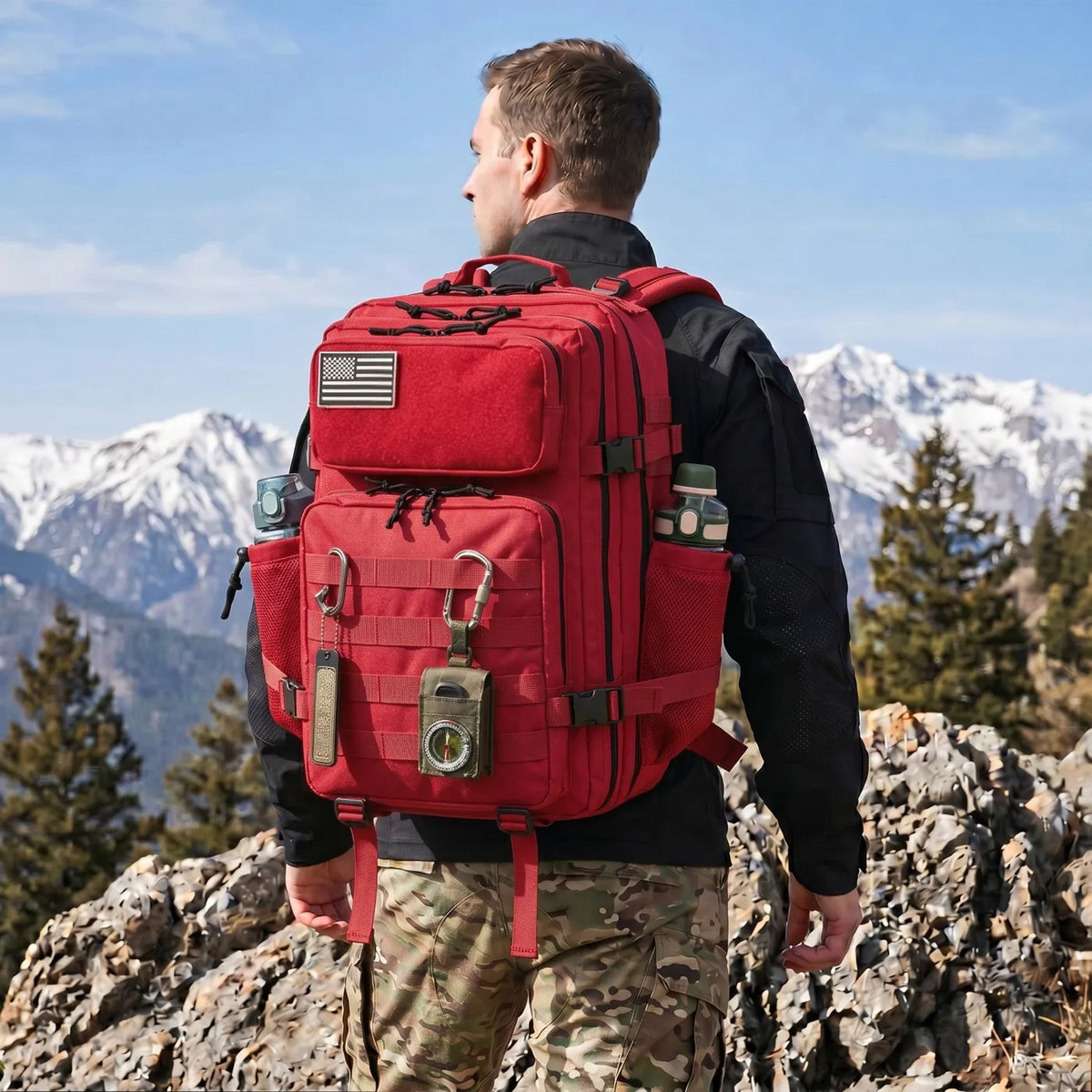 ReFire Gear Tactical Fishing Backpack With Dual Bottle Holders