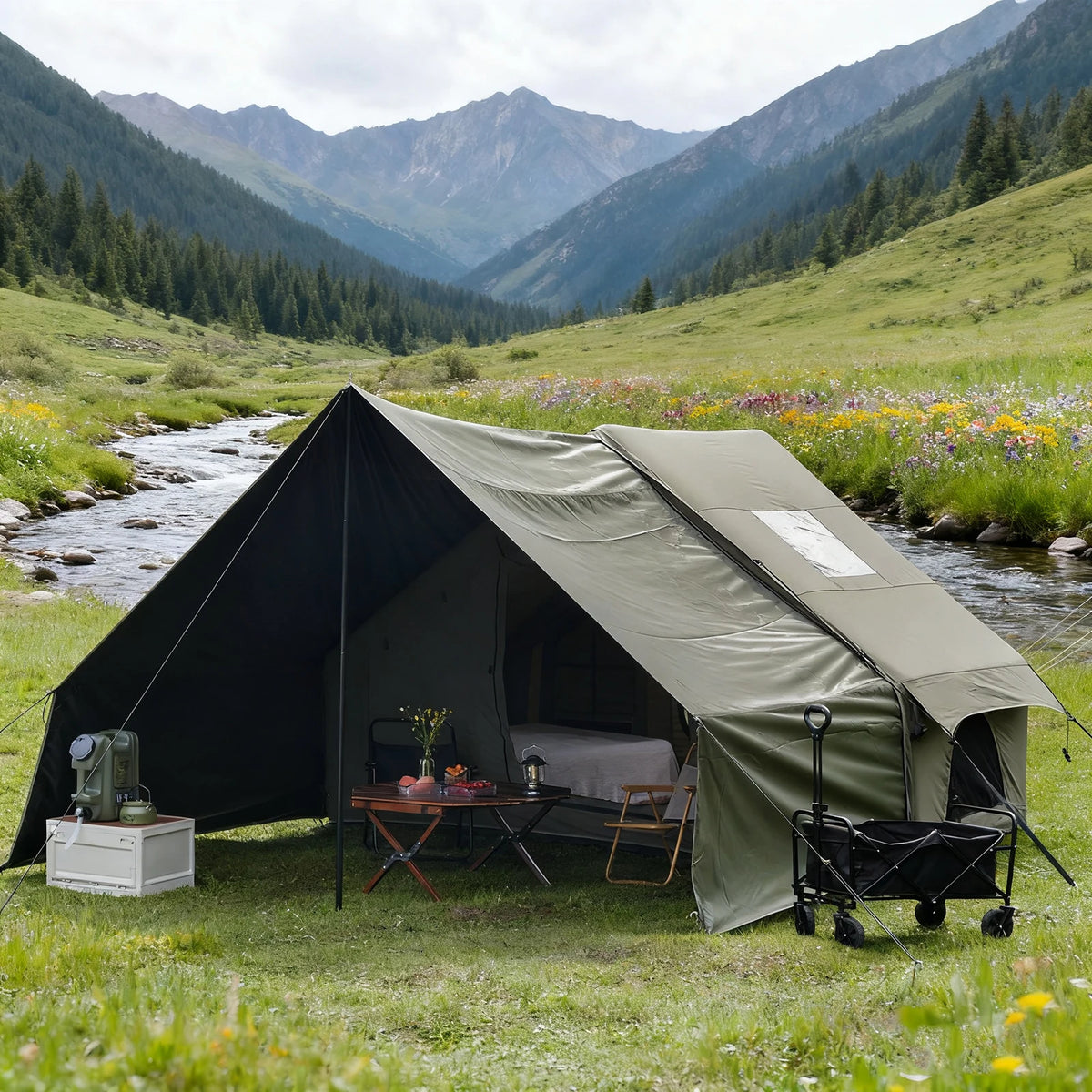 Pakicetus Inflatable Luxury Glamping Tent With Roof Window For Camping