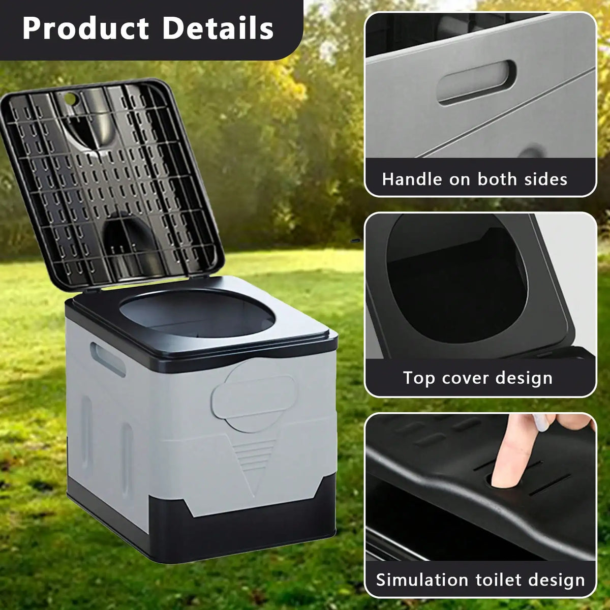 Portable Folding Camping Toilet With Lid And Waste Bags