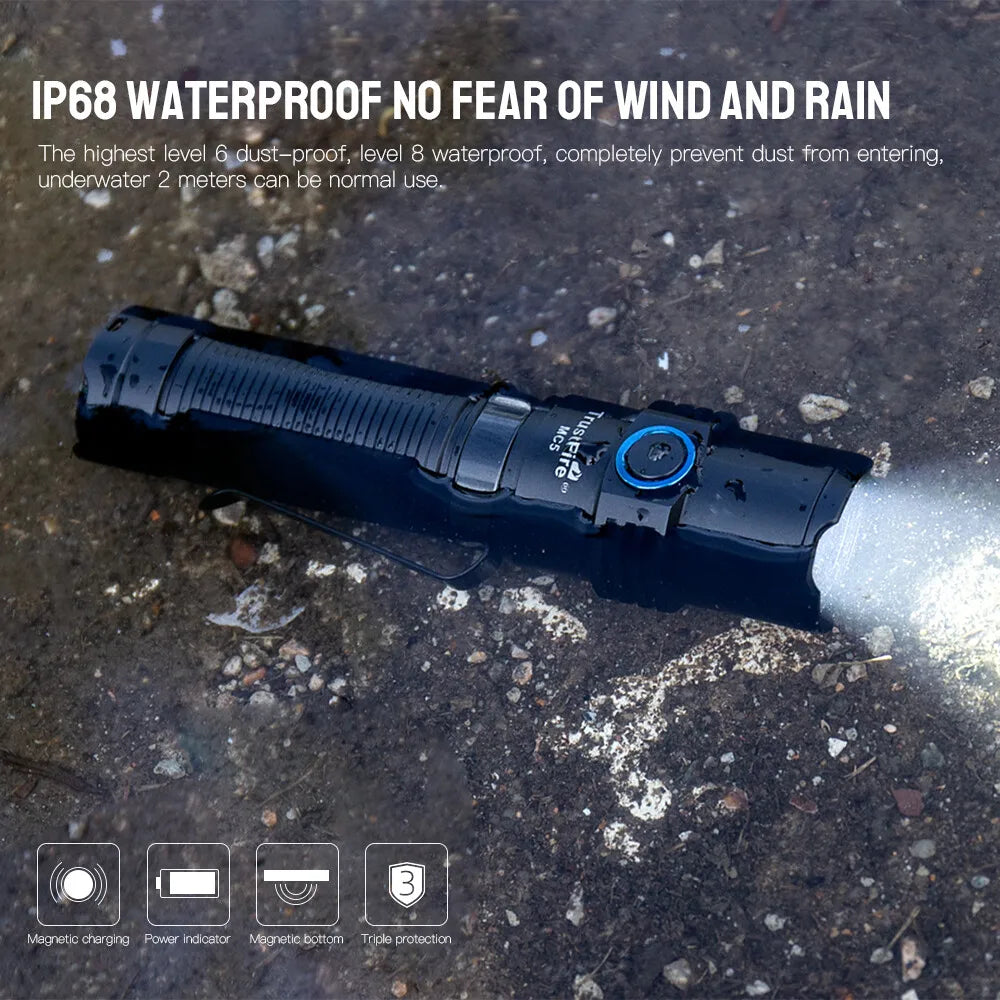 TrustFire MC5 3300LM Rechargeable Magnetic Waterproof LED Flashlight