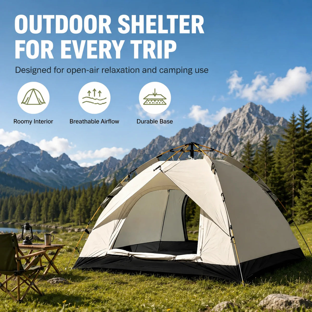 TRIBENEST Automatic Pop Up Camping Tent for Outdoor Adventures