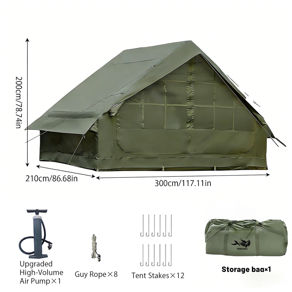 PAKICETUS Luxury Inflatable Camping Tent With Skylight and Air Pump