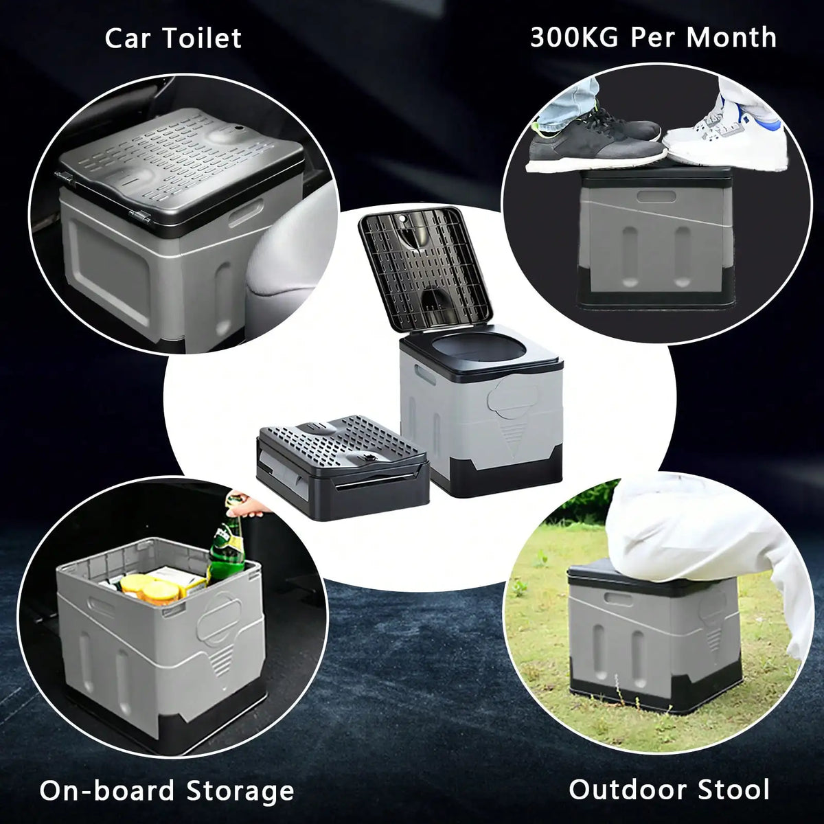 Portable Folding Camping Toilet With Lid And Waste Bags