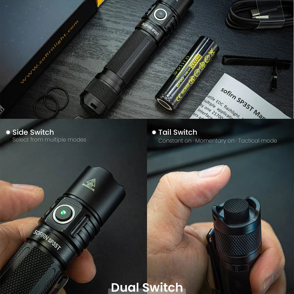 Sofirn SP35T Tactical USB C Rechargeable LED Flashlight