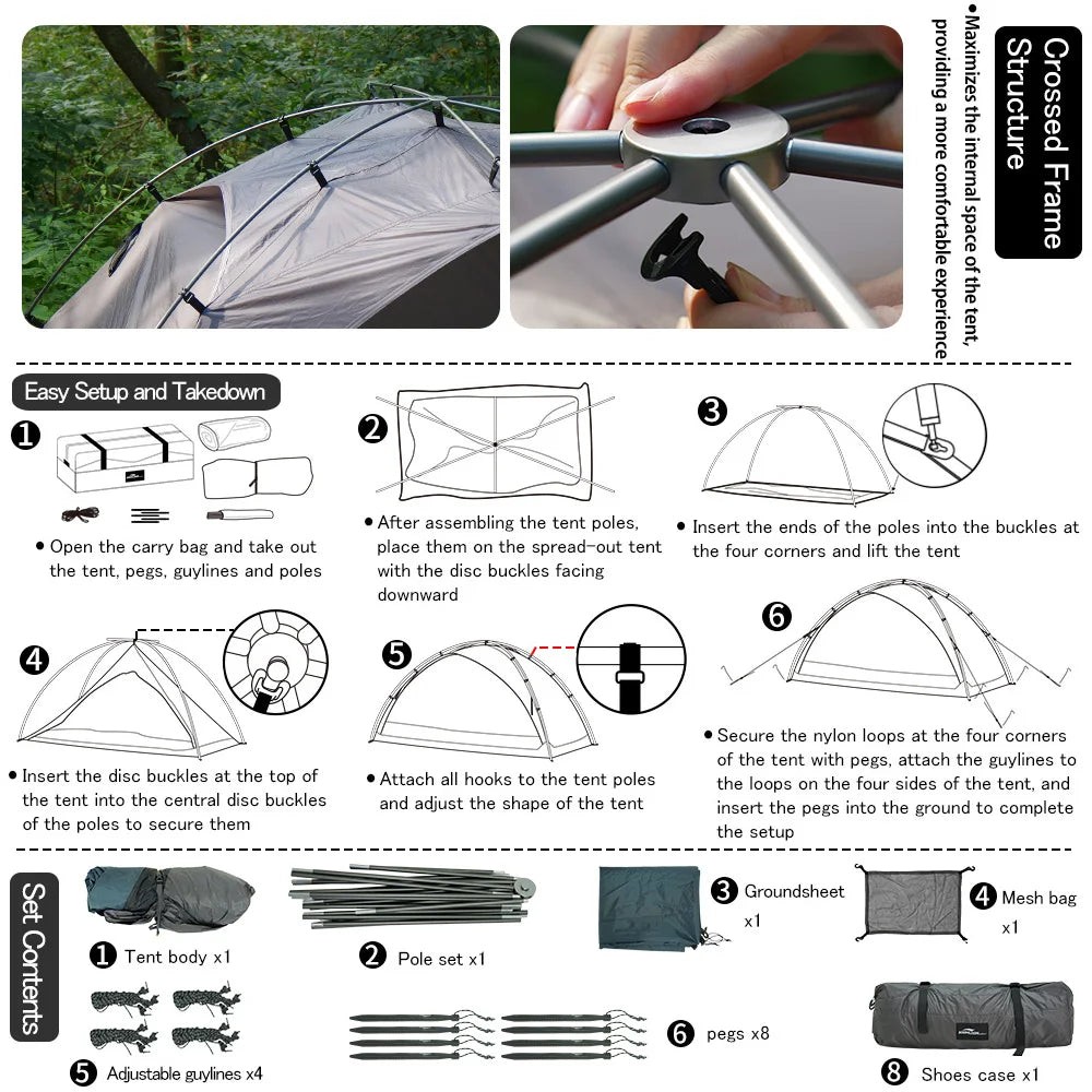 Soomloom Ultralight Two Person Backpacking Tent for Hiking and Camping