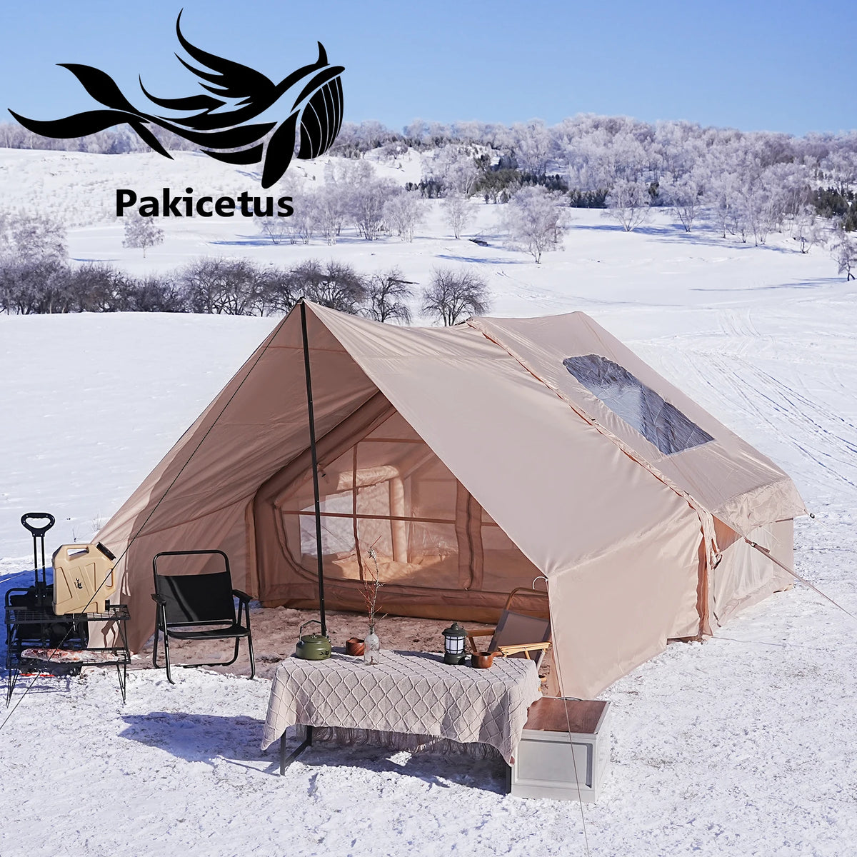 Pakicetus Inflatable Luxury Glamping Tent With Roof Window For Camping