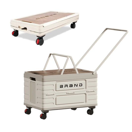 Foldable Rotating Storage Cart With Silent Wheels And Locking Brakes