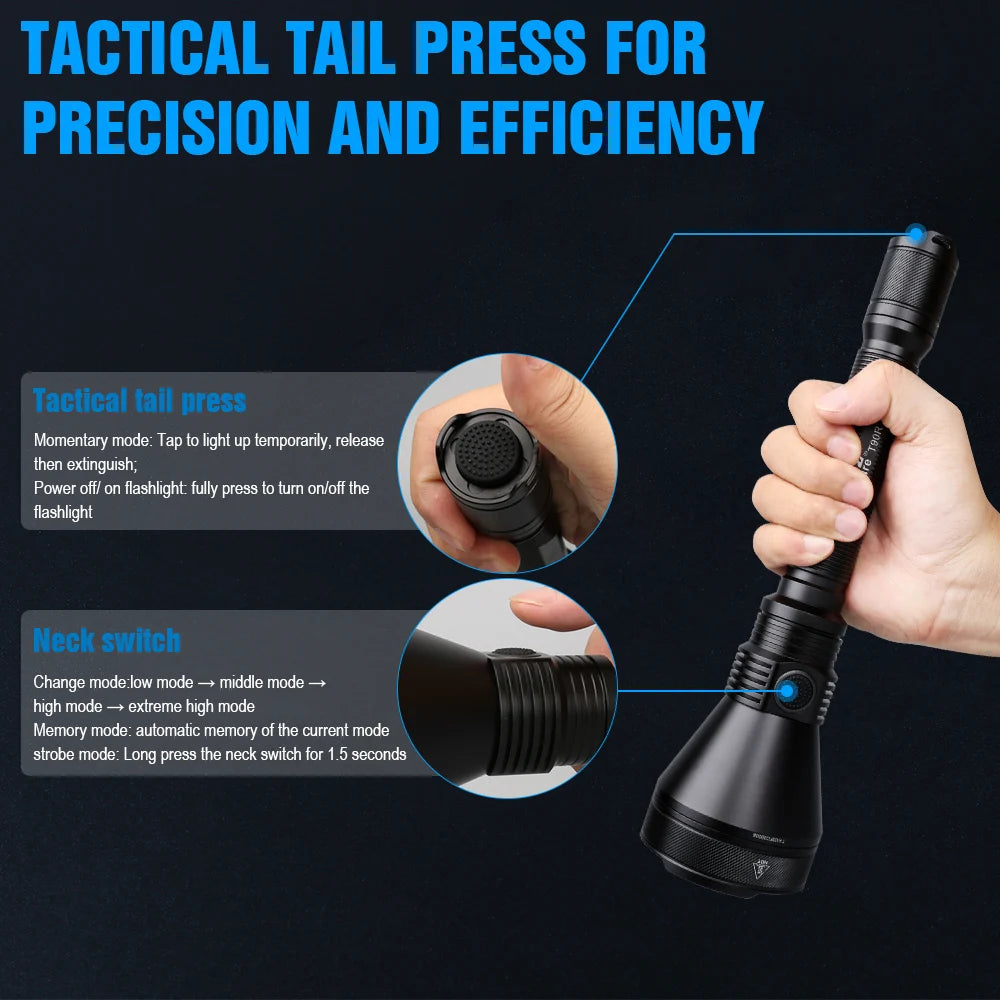 TrustFire T90R Powerful Rechargeable Hunting Flashlight With USB C Charging